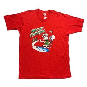 Mooray Christmas Cow T Shirt Red Crew Red XXL
